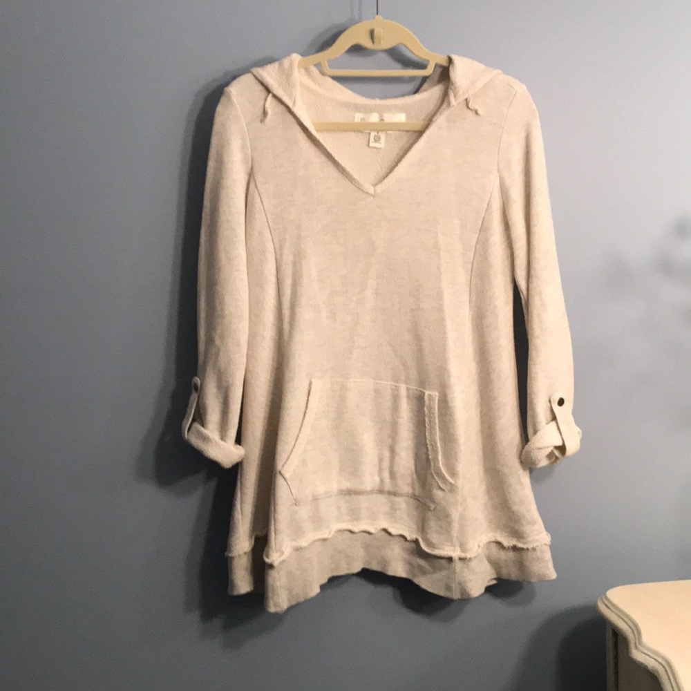 Cream sweater with hood